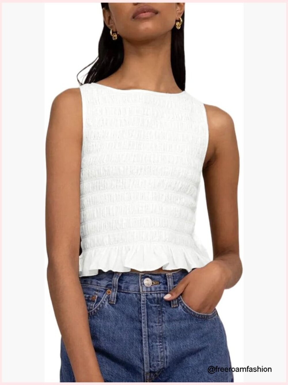 Shirred Ruffle Sleeveless Tank Top Frill Smocked Cami Summer Streetwear